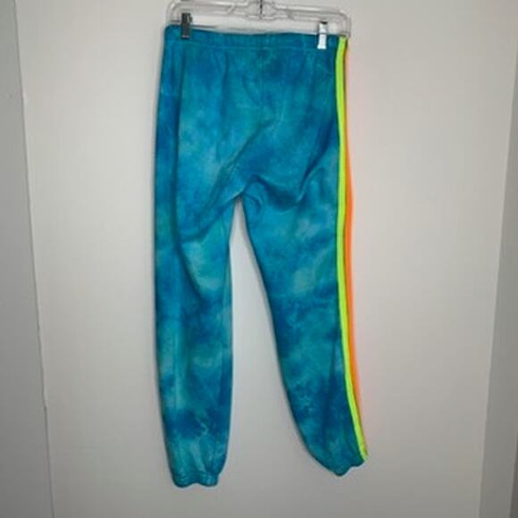 Aviator Nation Blue Tie Dye Sweatpants Neon Stripe Womens Medium - Picture 2 of 9